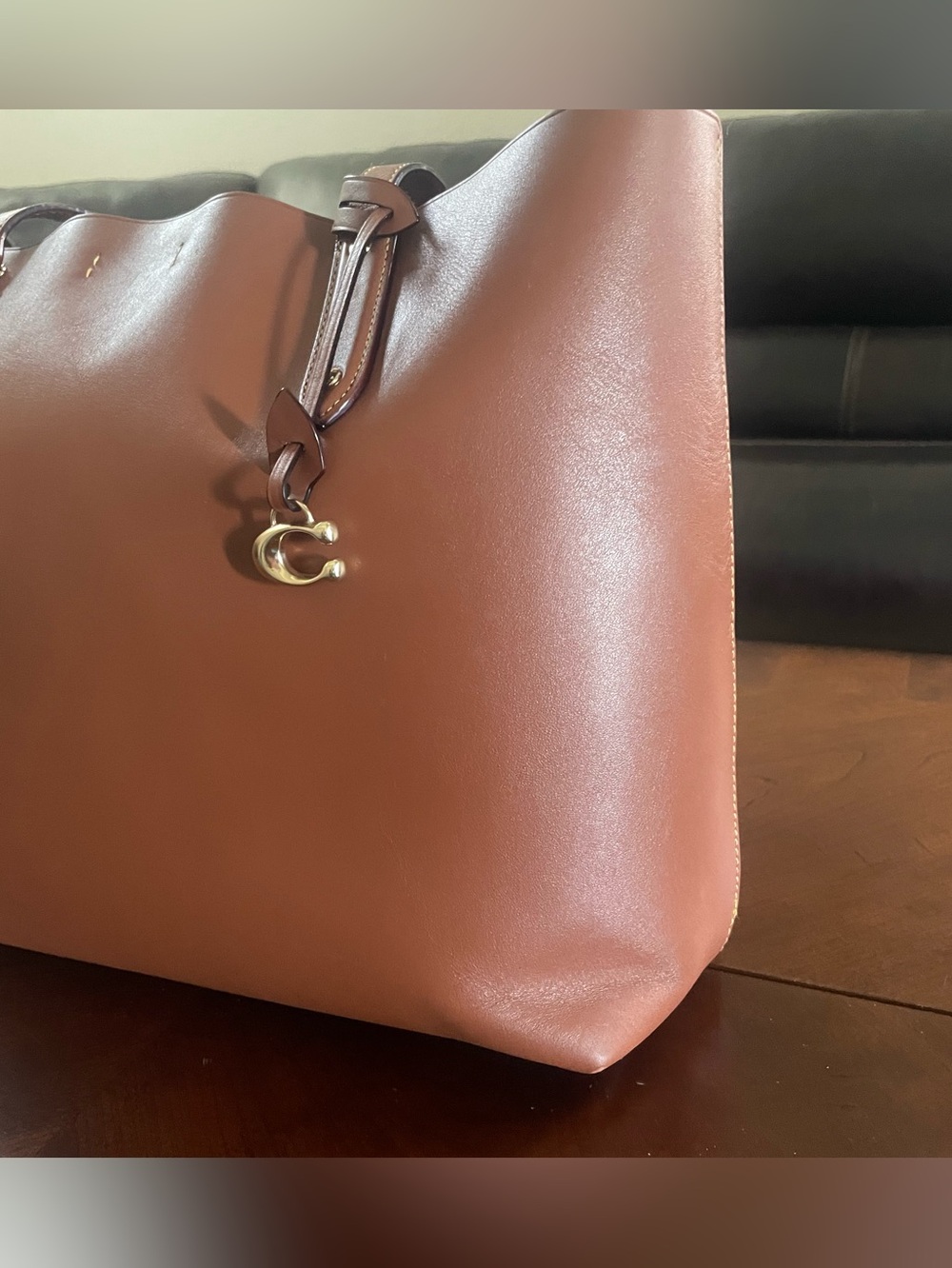 Coach Refined Calf Leather Tote Brown Laptop Bag - Picture 4 of 16